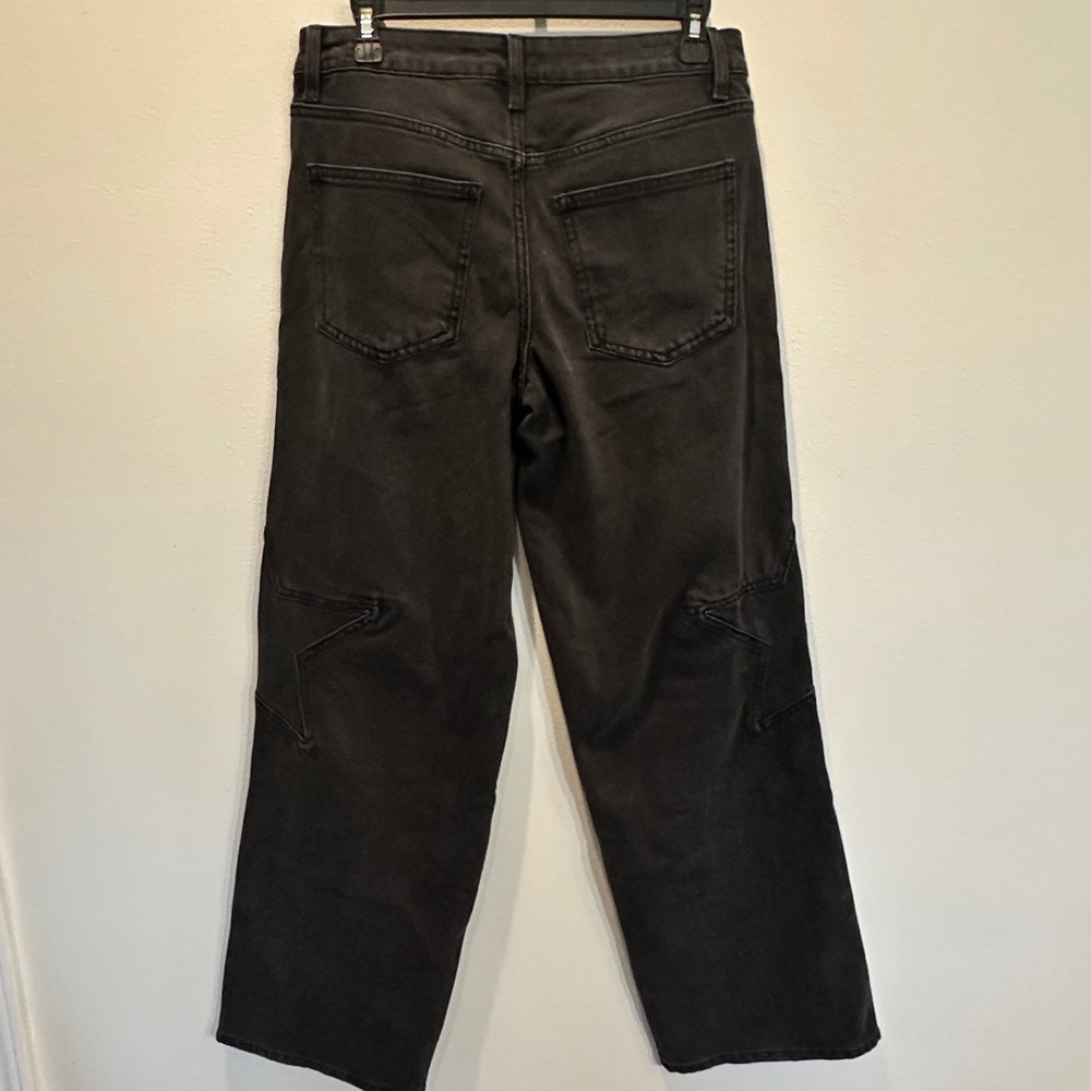No‎ Boundaries Women Black Star Patchwork Wide Leg Mid-Rise Jeans Size 4 NEW - Picture 7 of 13